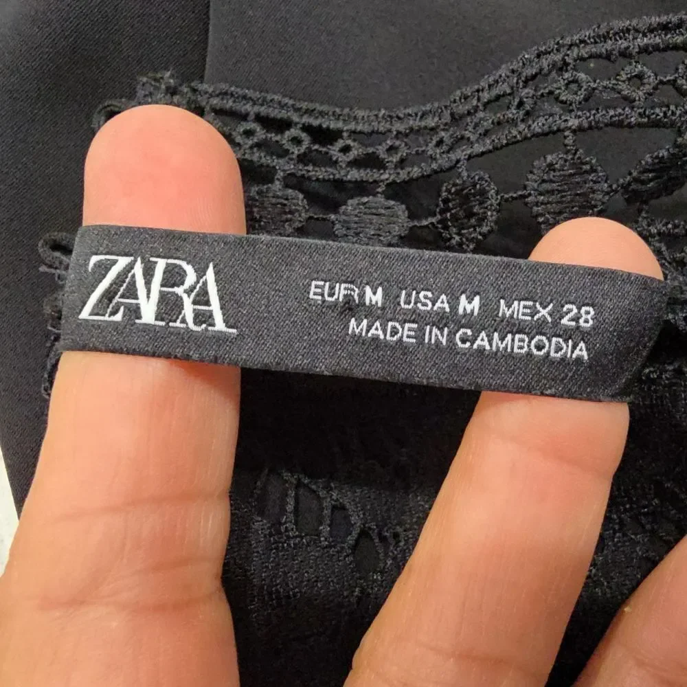 ZARA Elegant Black Lace Detail Dress ✨